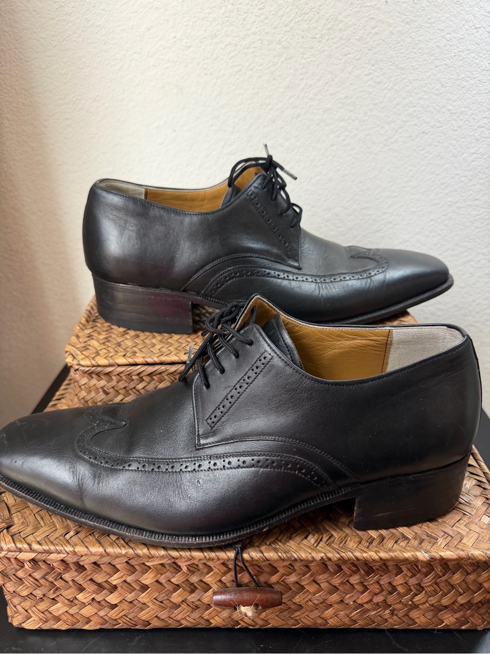 Tommy Hilfiger Black Brogue Leather Oxfords